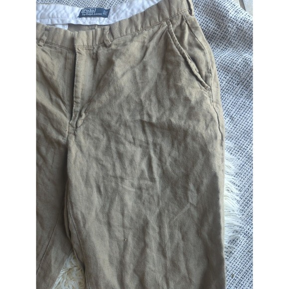 VTG Polo By Ralph Lauren Men’s Linen Flax BrownCASUAL DRESS PANTS TROUSERS 36/30 - Picture 2 of 15